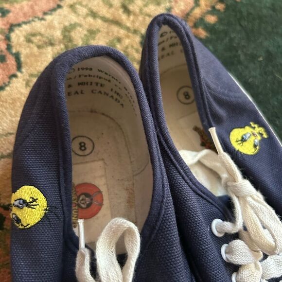 Vintage 1998 Women's Looney Tunes Tweety Bird Canvas Low Top Sneakers Size 8 - Picture 6 of 16